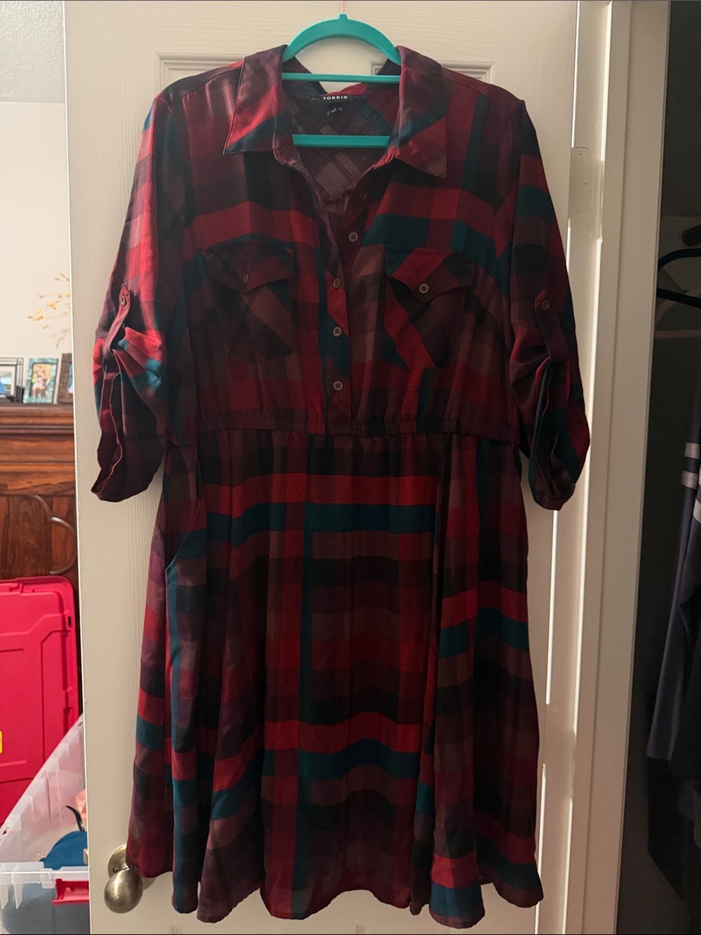 torrid Red and Teal Plaid Mini Dress